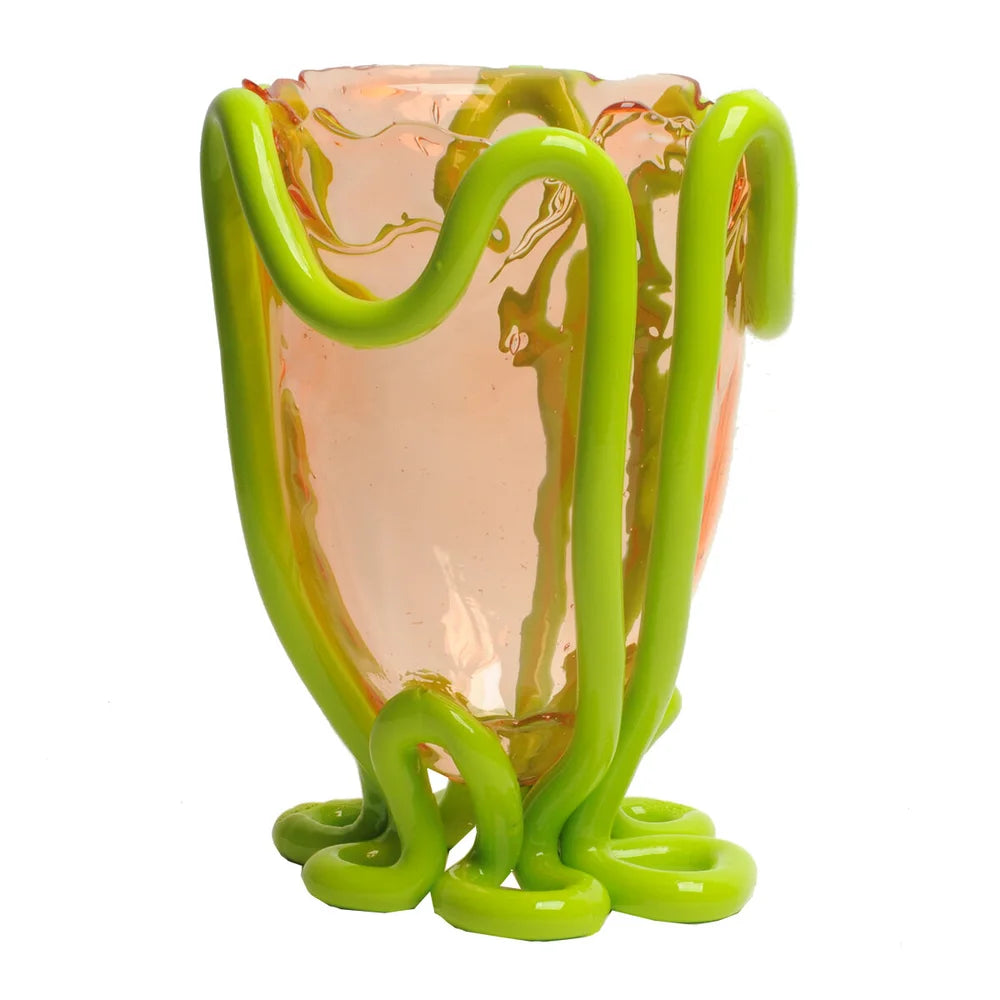 Indian Summer Vase - Clear Pink And Matt Lime