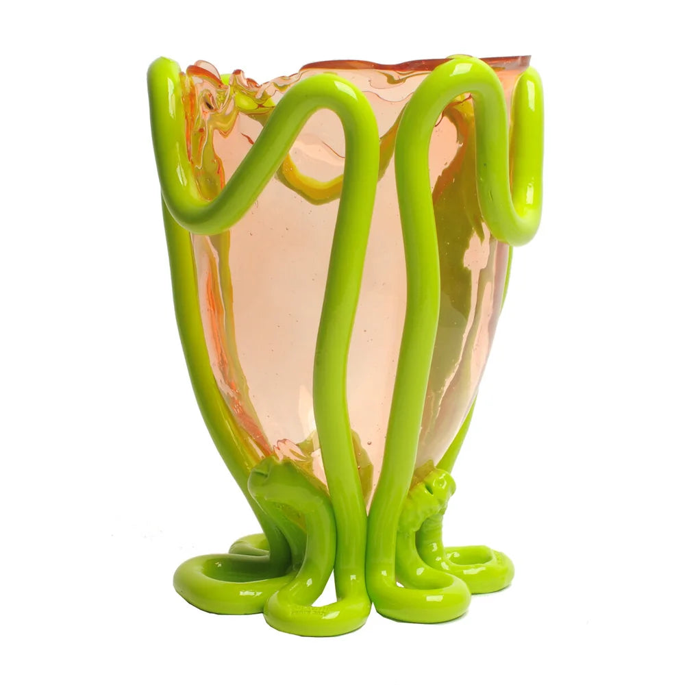 Indian Summer Vase - Clear Pink And Matt Lime