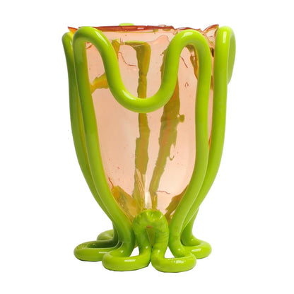 Indian Summer Vase - Clear Pink And Matt Lime