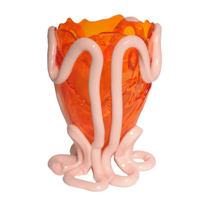 Indian Summer Vase - Clear Orange And Matt Pastel Pink