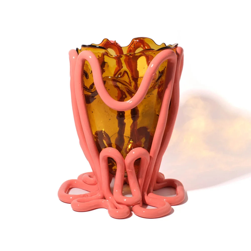 Indian Summer Vase - Clear Amber, Matt Dark Salmon