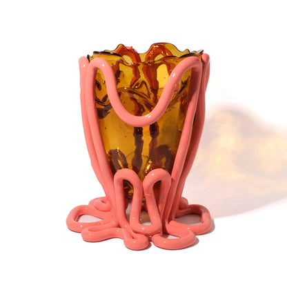 Indian Summer Vase - Clear Amber, Matt Dark Salmon