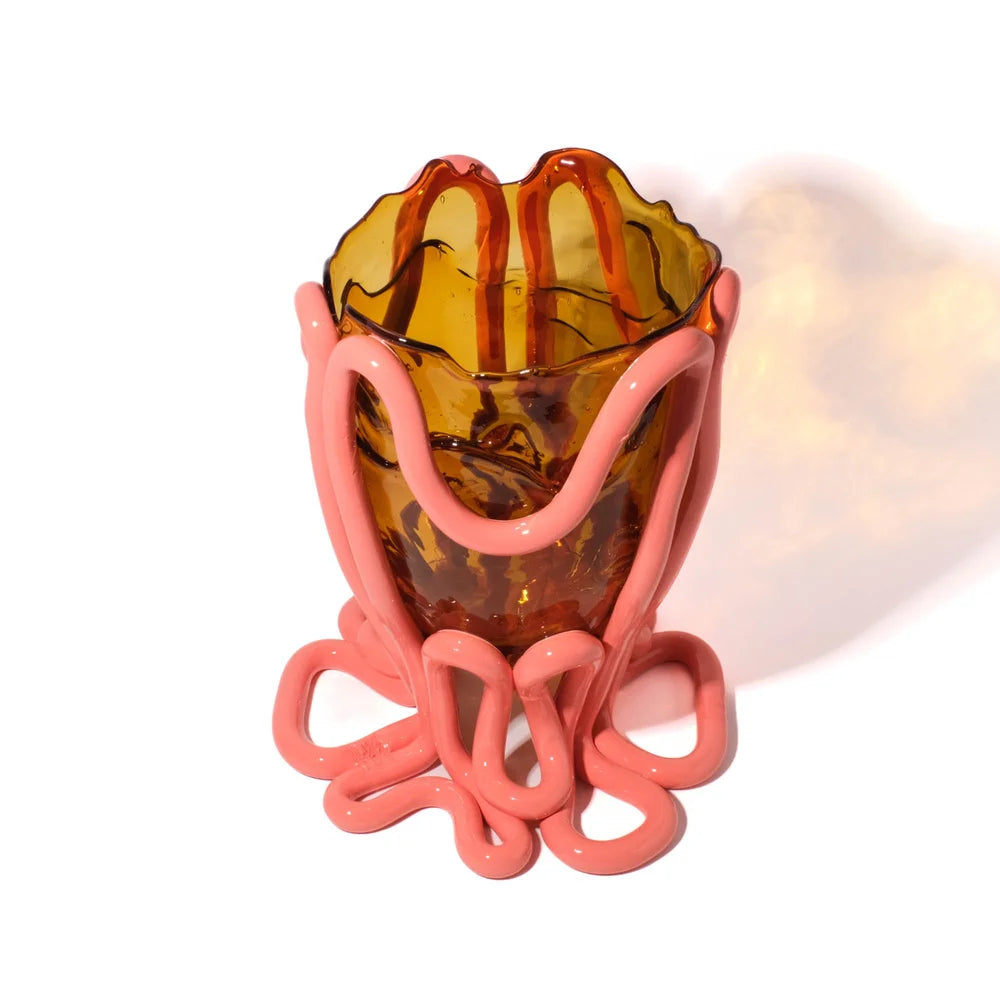 Indian Summer Vase - Clear Amber, Matt Dark Salmon