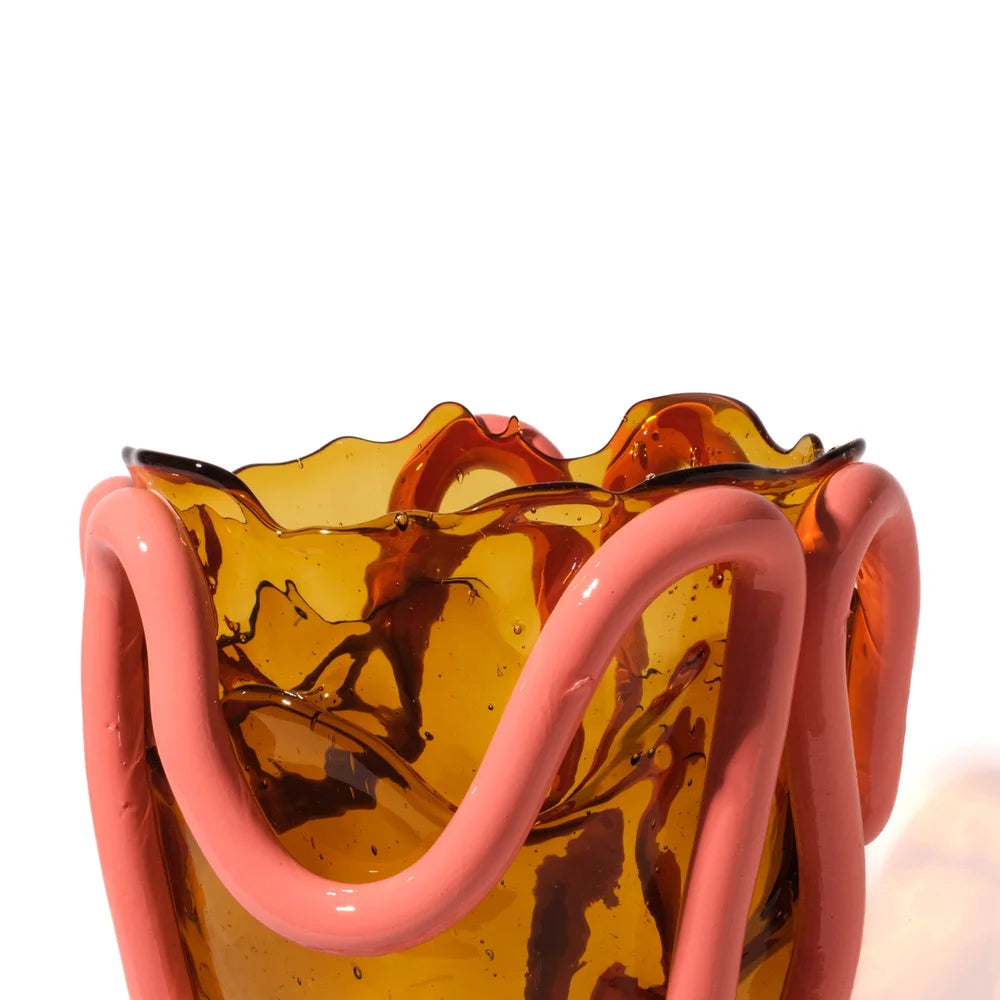 Indian Summer Vase - Clear Amber, Matt Dark Salmon