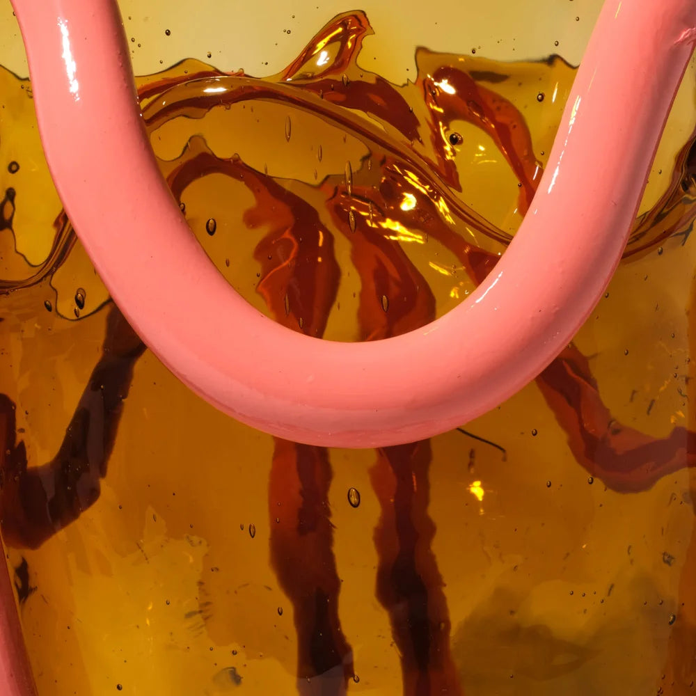 Indian Summer Vase - Clear Amber, Matt Dark Salmon