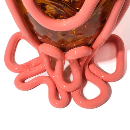 Indian Summer Vase - Clear Amber, Matt Dark Salmon