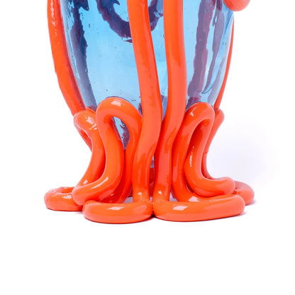 Indian Summer Vase - Clear Light Blue, Matt Pastel Orange