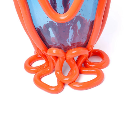 Indian Summer Vase - Clear Light Blue, Matt Pastel Orange