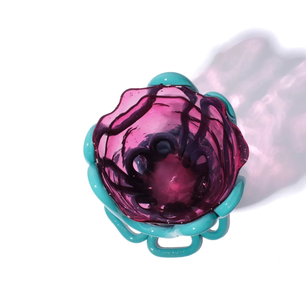 Indian Summer Vase - Clear Light Fuchsia And Matt Ocean