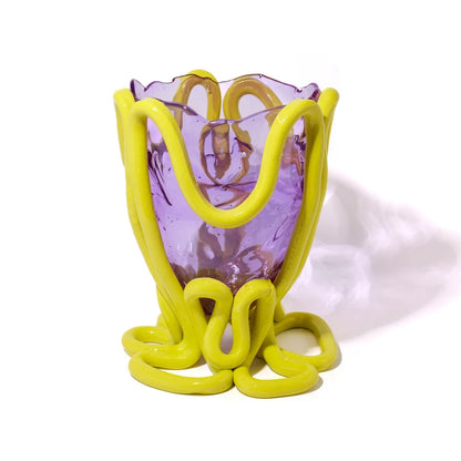 Indian Summer Vase - Clear Lilac And Matt Fluo Yellow