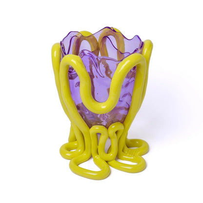 Indian Summer Vase - Clear Lilac And Matt Fluo Yellow
