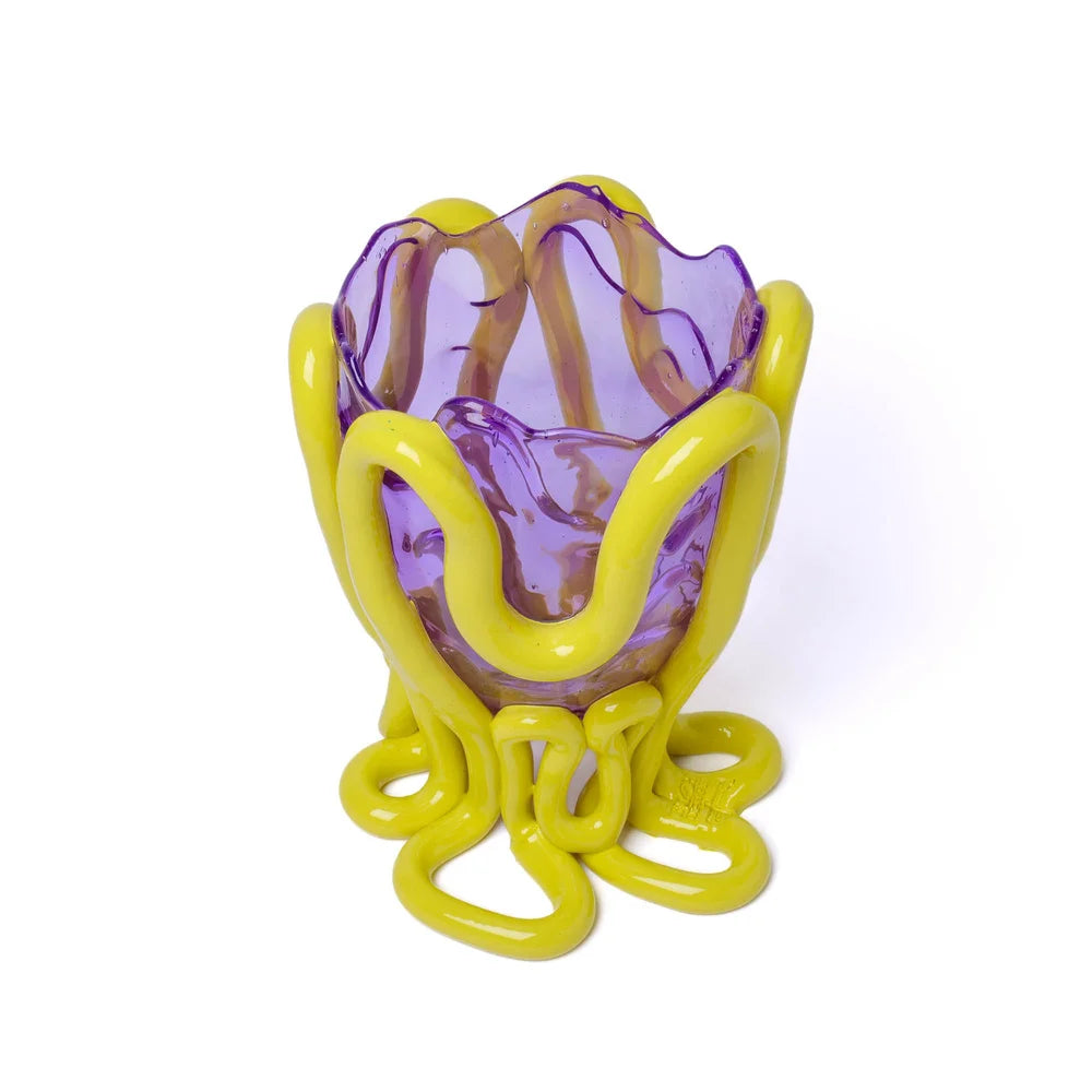 Indian Summer Vase - Clear Lilac And Matt Fluo Yellow