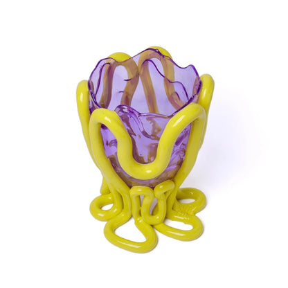 Indian Summer Vase - Clear Lilac And Matt Fluo Yellow