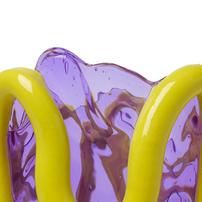 Indian Summer Vase - Clear Lilac And Matt Fluo Yellow