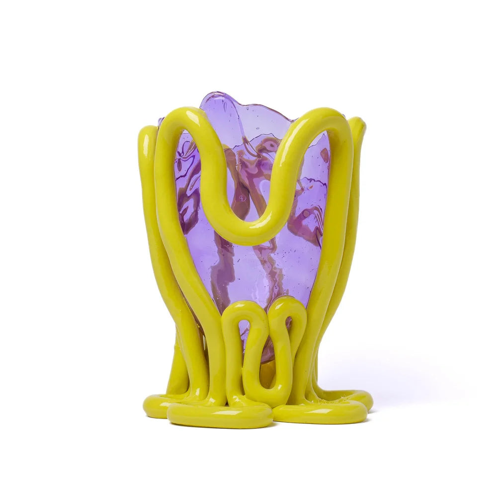 Indian Summer Vase - Clear Lilac And Matt Fluo Yellow