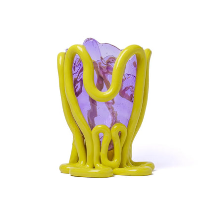 Indian Summer Vase - Clear Lilac And Matt Fluo Yellow