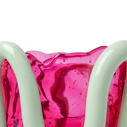 Indian Summer Vase - Clear Light Fuchsia, Matt Mint