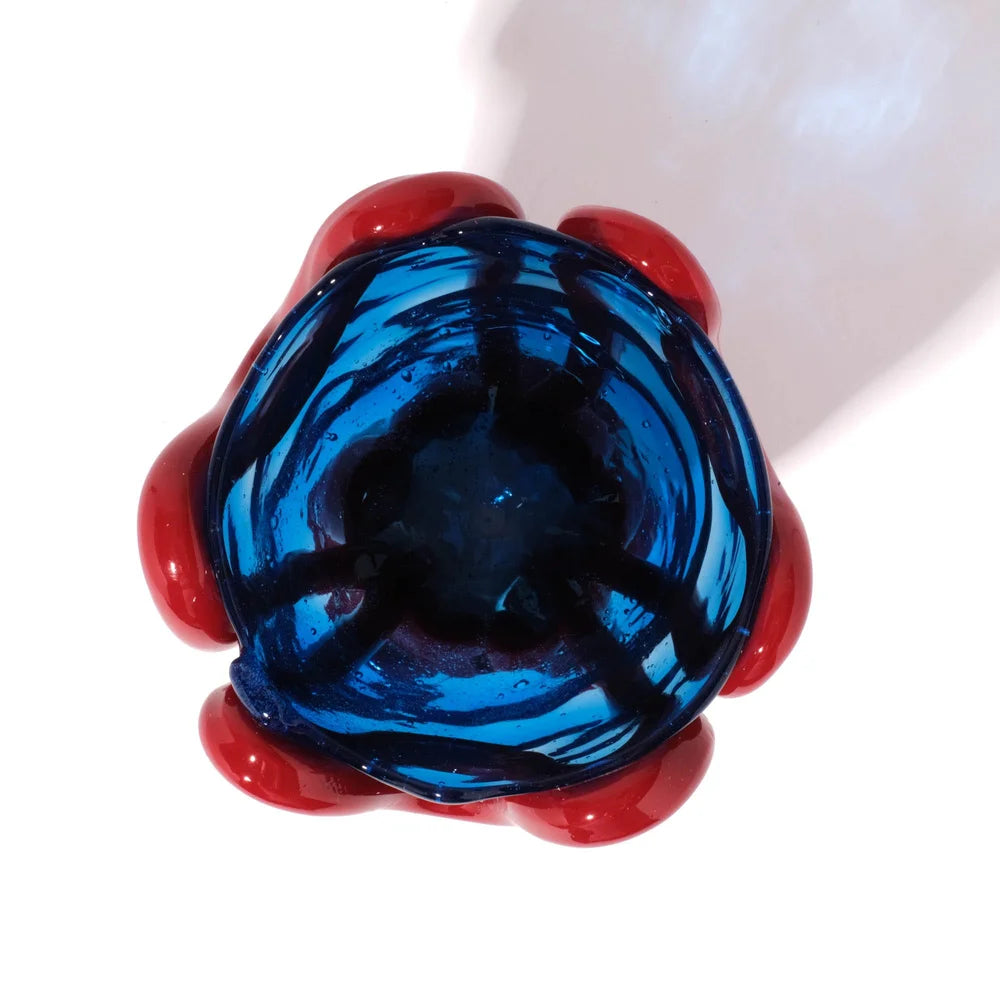 Indian Summer Vase - Clear Blue, Matt Red