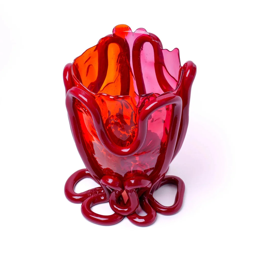 Indian Summer Vase Extra Colour - Clear Fuchsia, Orange, Matt Bordeaux