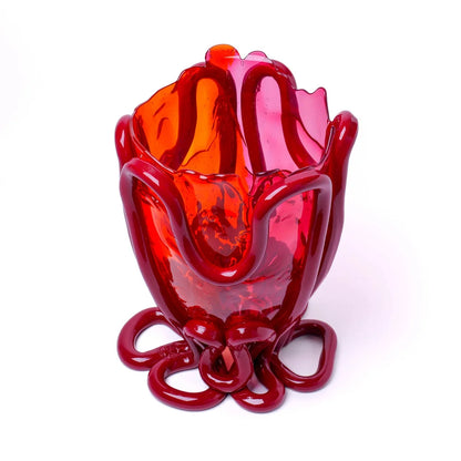 Indian Summer Vase Extra Colour - Clear Fuchsia, Orange, Matt Bordeaux