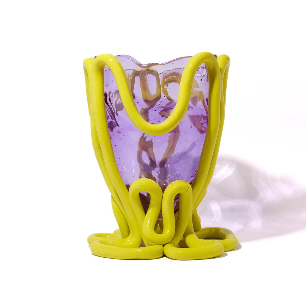 Indian Summer Vase - Clear Lilac And Matt Fluo Yellow