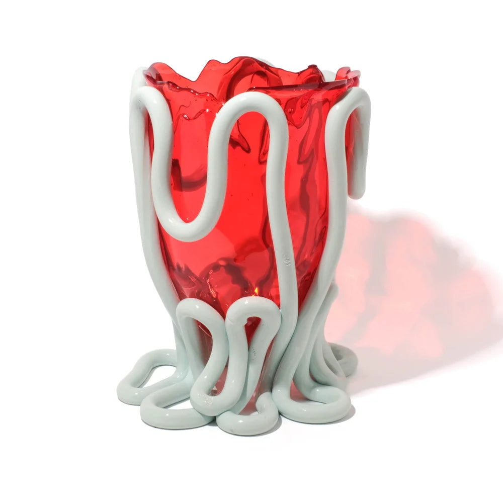 Indian Summer Vase - Clear Red And Matt Aqua