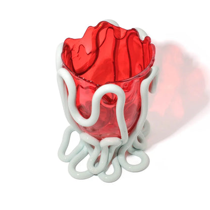 Indian Summer Vase - Clear Red And Matt Aqua