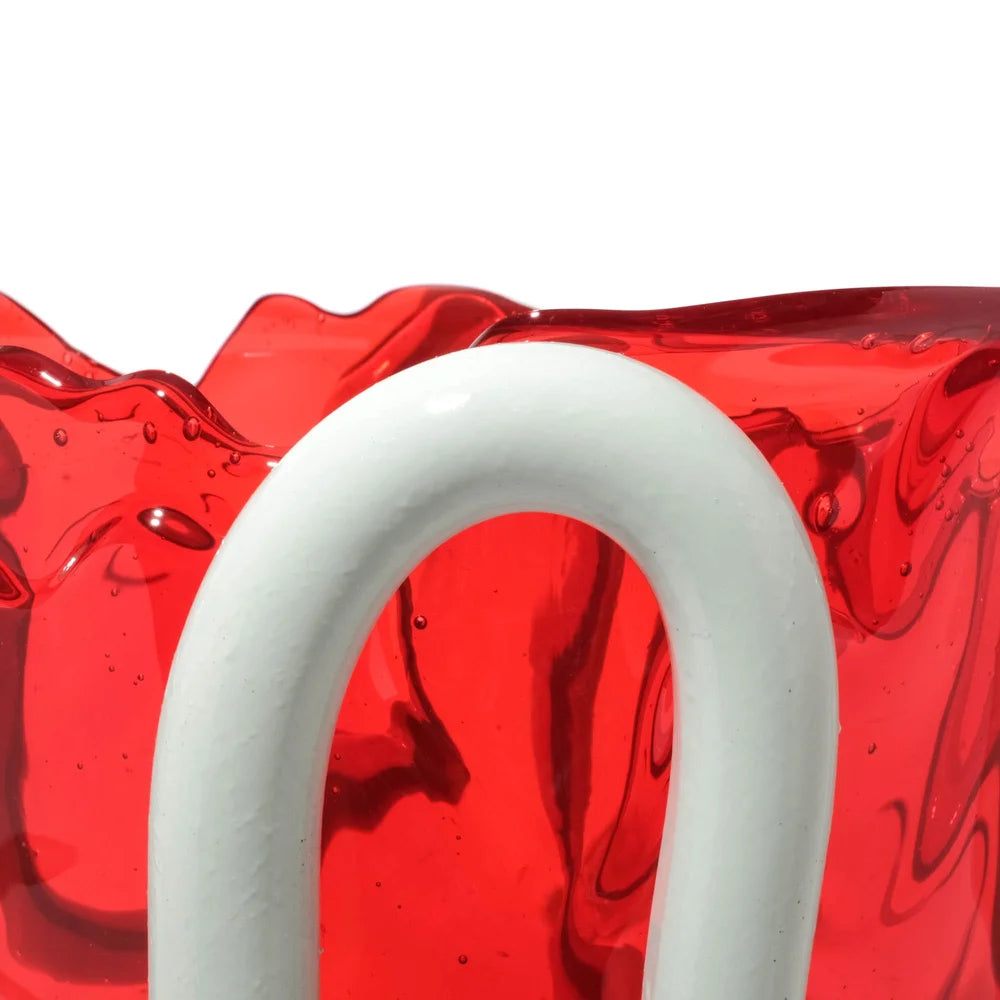 Indian Summer Vase - Clear Red And Matt Aqua