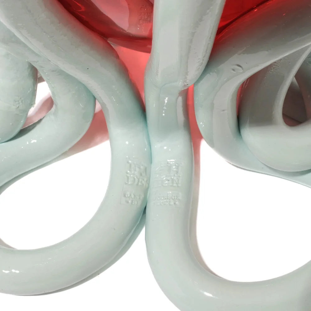 Indian Summer Vase - Clear Red And Matt Aqua