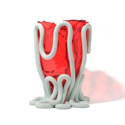 Indian Summer Vase - Clear Red And Matt Aqua