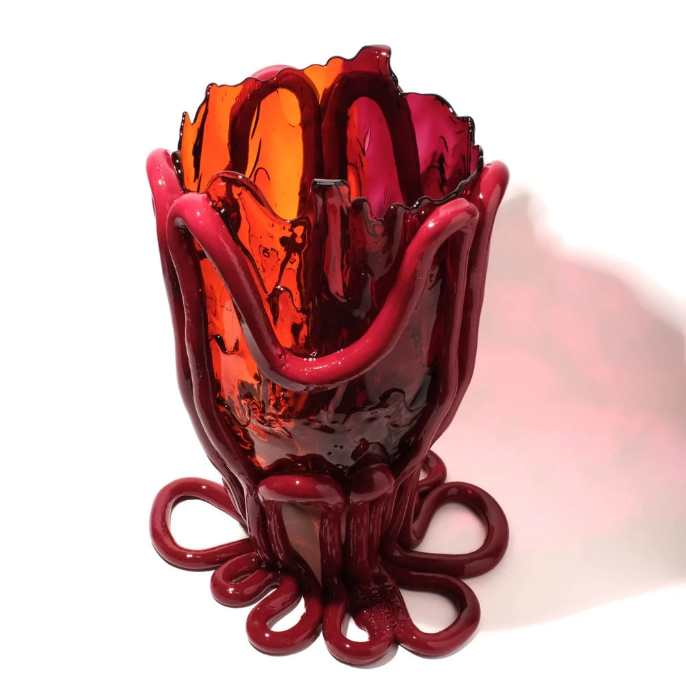 Indian Summer Vase Extra Colour - Clear Fuchsia, Orange, Matt Bordeaux