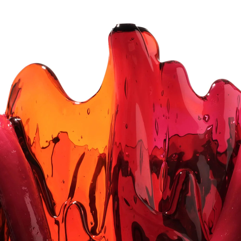 Indian Summer Vase Extra Colour - Clear Fuchsia, Orange, Matt Bordeaux