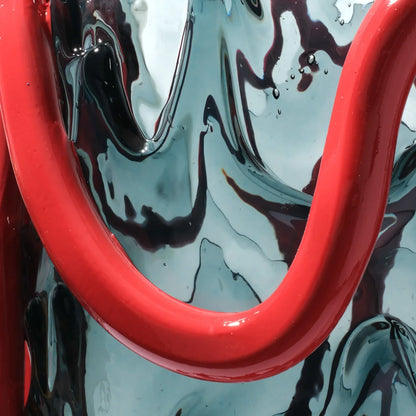 Indian Summer Vase - Clear Blue, Matt Red