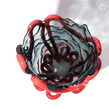 Indian Summer Vase - Clear Blue, Matt Red