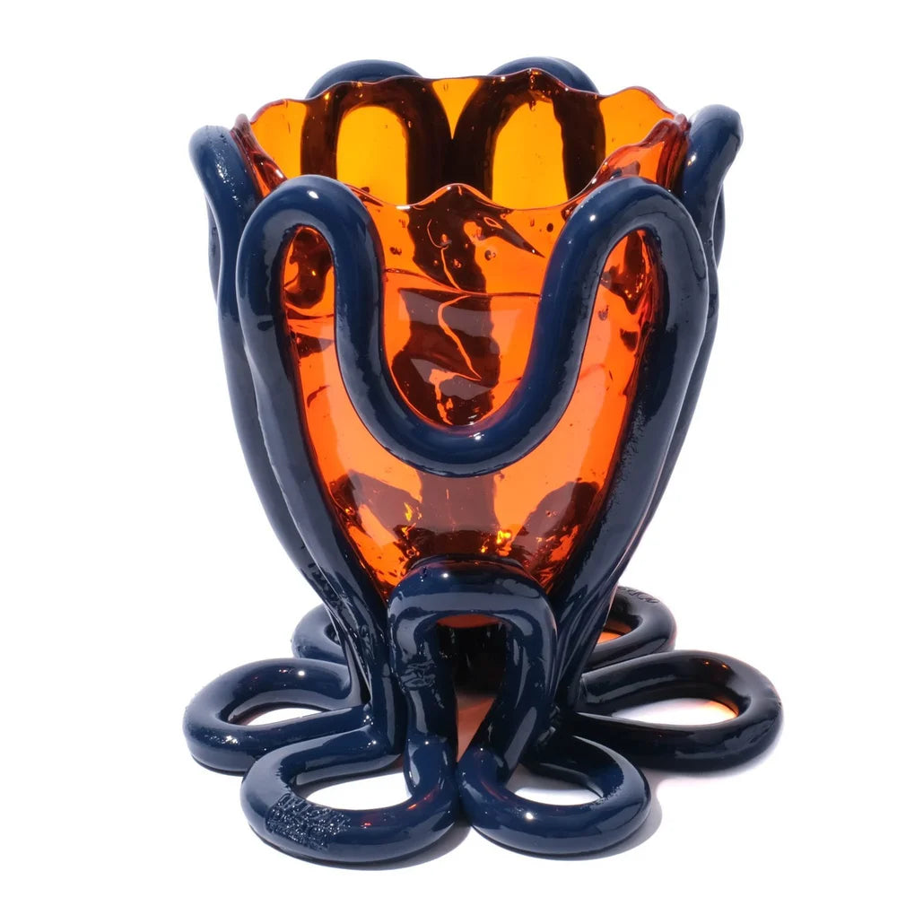 Indian Summer Vase - Clear Orange, Matt Blue