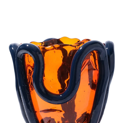 Indian Summer Vase - Clear Orange, Matt Blue