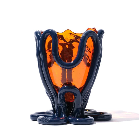 Indian Summer Vase - Clear Orange, Matt Blue