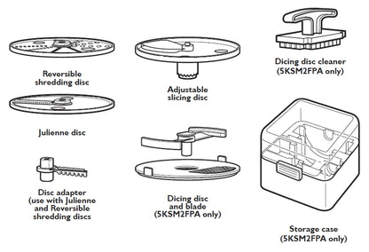 KitchenAid Diagram of a food processor with various components labeled.