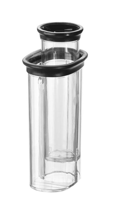 KitchenAid Clear glass container with black rubber gaskets on a white background