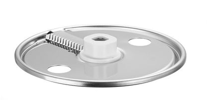 KitchenAid Metallic disc with a white central component on a white background