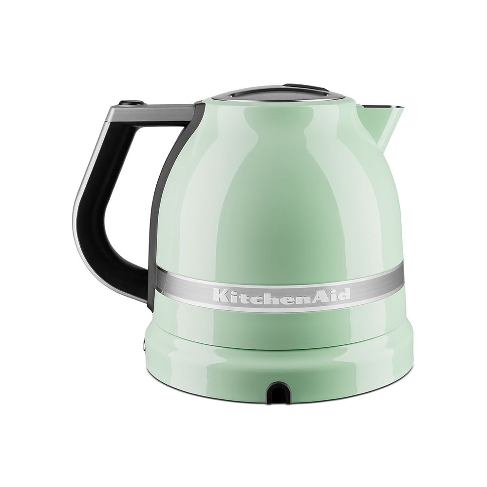 Green KitchenAid kettle on a white background