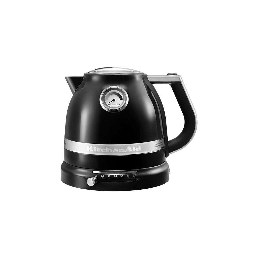 Black KitchenAid kettle on a white background