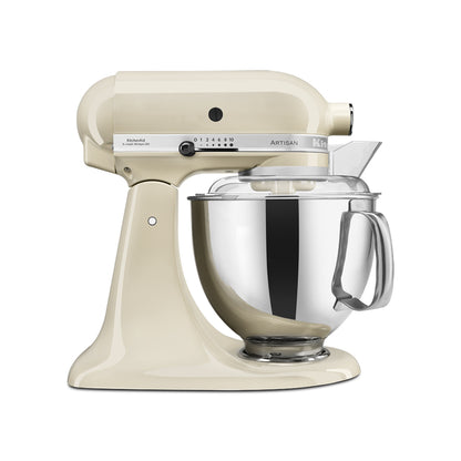 Cream-colored KitchenAid stand mixer on a white background