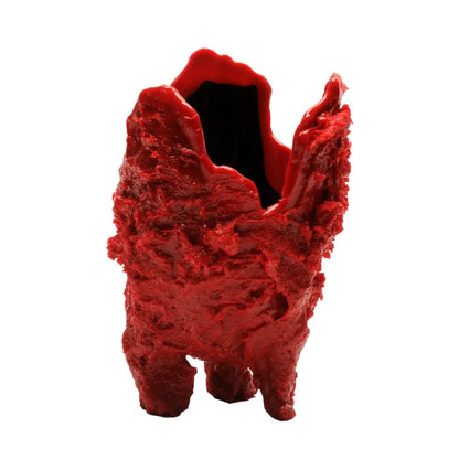 Lava Vase - Matt Red, Black