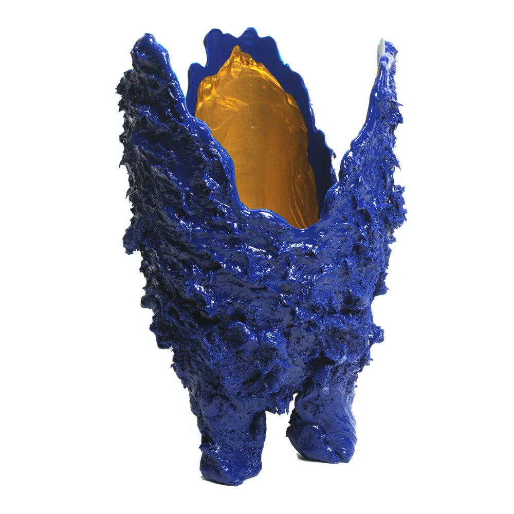Lava Vase - Matt Blue And Gold