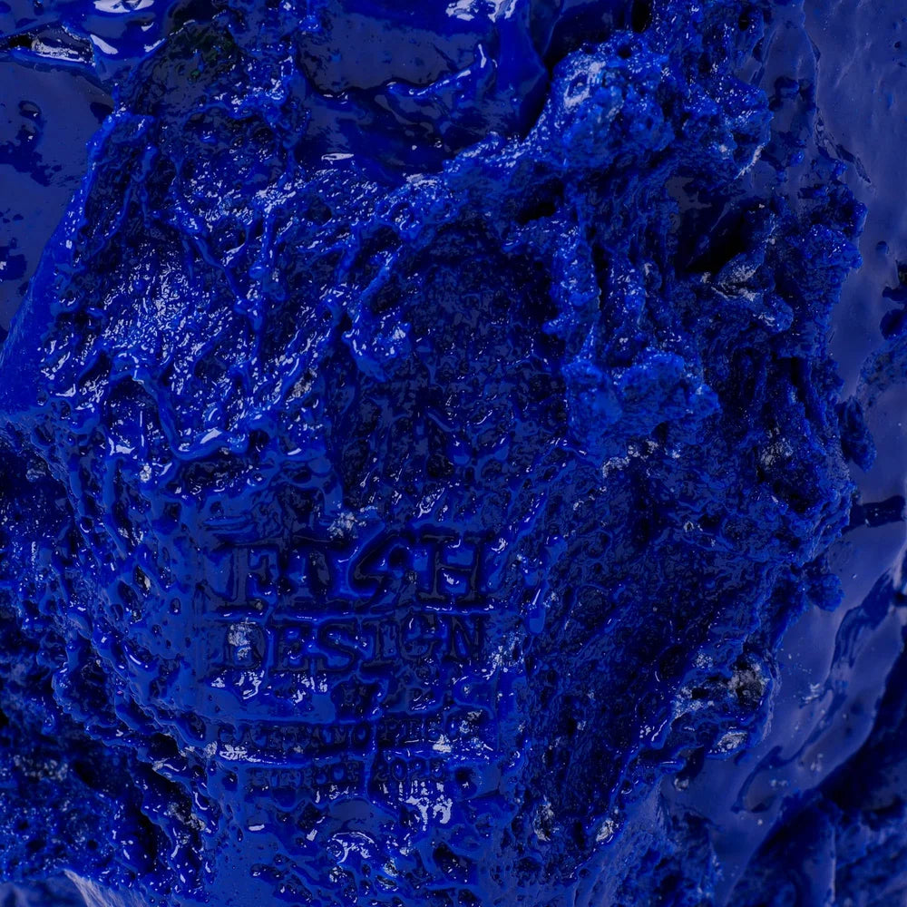 Lava Vase - Matt Blue And Gold