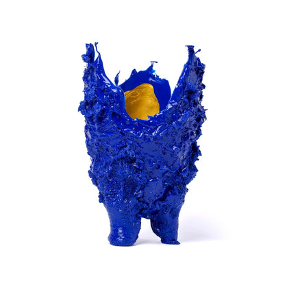 Lava Vase - Matt Blue And Gold