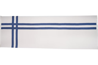 Marinaio Marine Table Runner-White towel with blue stripes on a white background