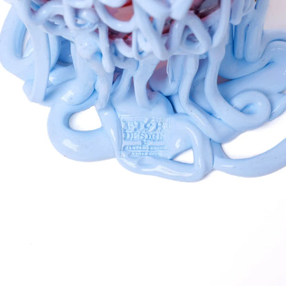 Medusa Vase - Clear Dark Ruby And Matt Pastel Blue