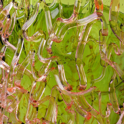 Medusa Vase - Bottle Green And Clear Ruby